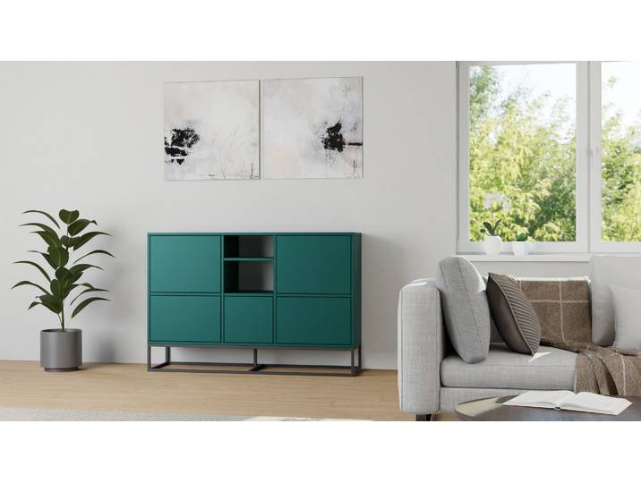 Klassisches Sideboard nach Maß – Wohnkommode mit vielen Optionen MDF Lackiert Blau­grün