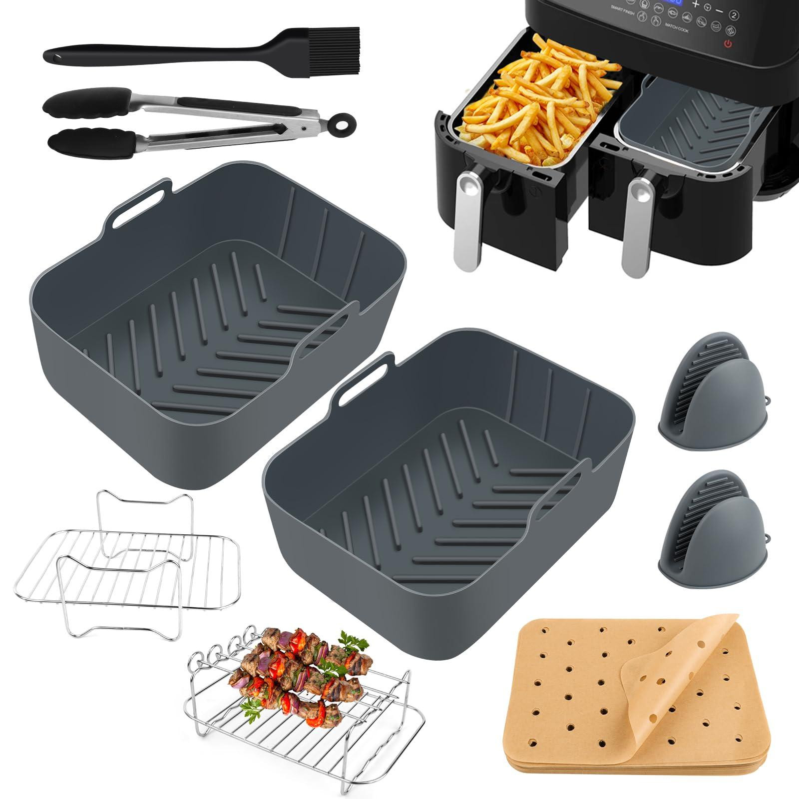 Dripio 10-delige accessoires set voor heteluchtfriteuses met 150 grijze papieren bakjes
