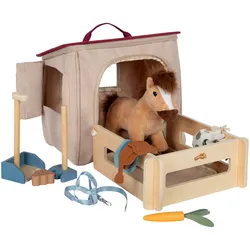 small foot Spielset Pferd mit Stall und Zubehör in der Tasche, mehrfarbig