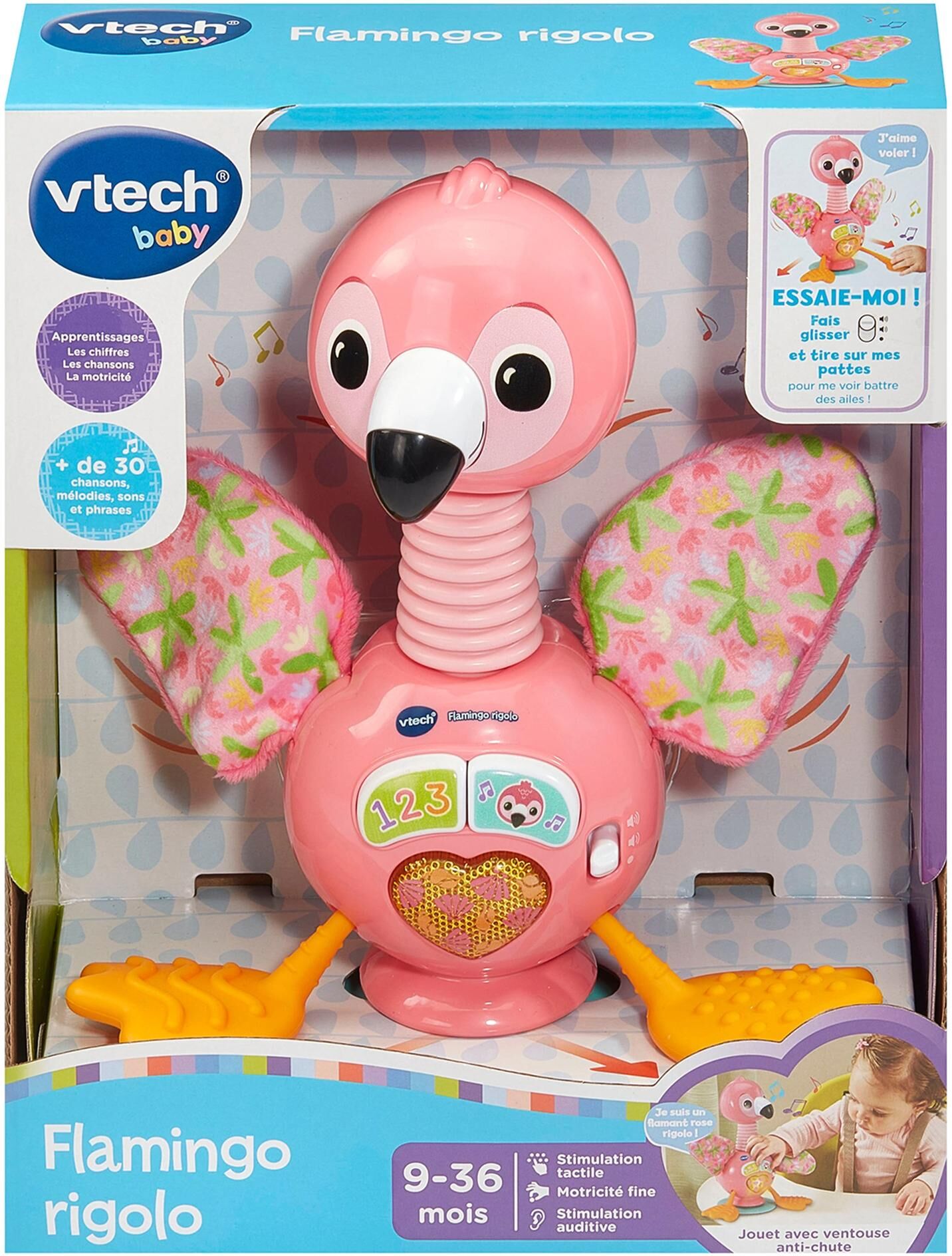 Lernspielzeug VTECH "Beschäftigungsspielzeug Flamingo rigolo -FR-", Kinder, pink (mehrfarbig), Lernspielzeug Lernspielzeug mehrfarbig Einheitsgröße