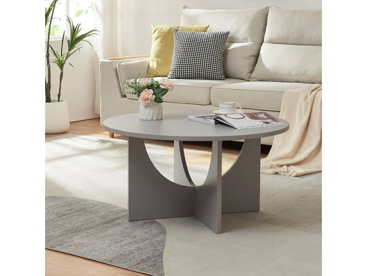Couchtisch 'Rindal' rund 80 x 42 cm Hellgrau