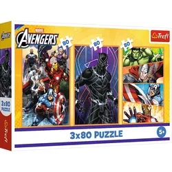 Puzzle - 3x80 - Tage voller Action - Disney Marvel The Avengers Trefl 34883