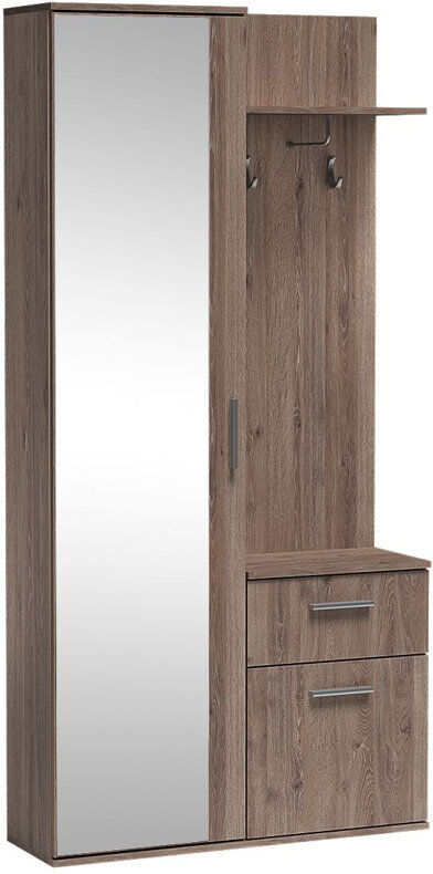 17 Stories LUX DRESSING ROOM WITH MIRROR Dark Brown/Dark Brown 195cm H X 97cm W X 30cm D