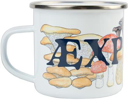 Lakor Mushroom Forest Enamel Mug, White