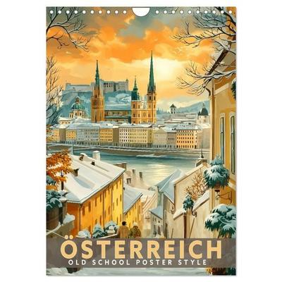 Österreich - Old School Poster Style (Wandkalender 2027 DIN A4 hoch), CALVENDO Monatskalender