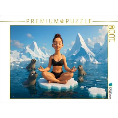 CALVENDO Puzzle Meditation ins Kälteland - Frau meditiert auf Eisscholle | 1000 Teile Lege-Größe 64x48cm Foto-Puzzle für glückliche Stunden