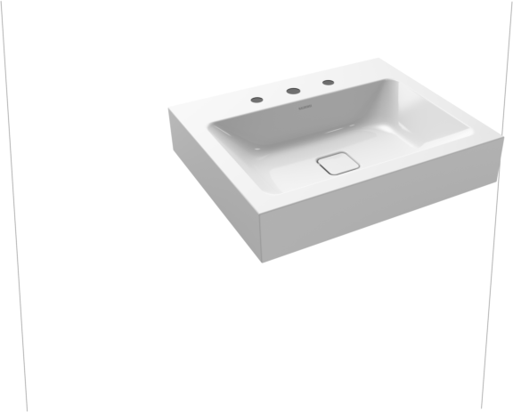 Kaldewei Cono Wandwaschtisch 902506033001 3089, 60x50x12cm, weiss Perl-Effekt, 3 Hahnlöcher