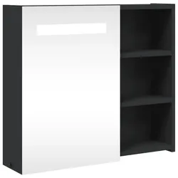 Helloshop26 - Wandmontierter Badezimmerspiegelschrank mit LED-Beleuchtung 60 x 13 x 52 cm viel Stauraum elegantes Design aus 02_0047271
