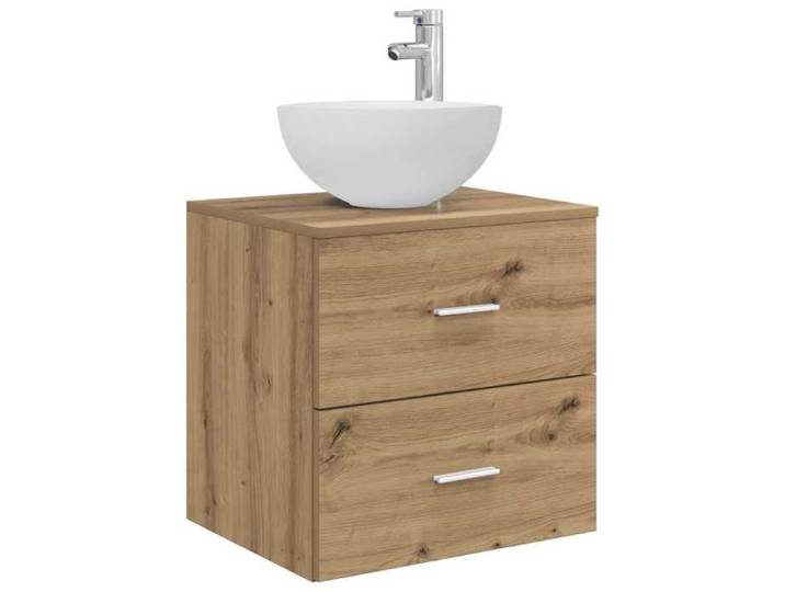 NOUVEAU Meuble sous vasque - Meuble lavabo mural - Chêne artisanal - 49 5x35x63cm - Anti l'humidité  18667