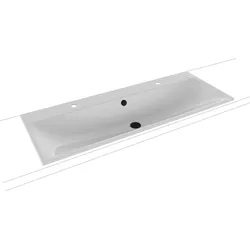 Kaldewei SILENIO Einbau-Doppelwaschtisch, 1200x460 mm, manhattan, Perl-Effekt, Antidröhn, 2x1-HL-Bohrung, Überlauf, schwarz matt 100