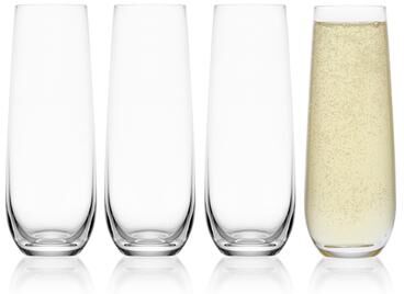 Mikasa Set of 4 Lana Stemless Flute Glasses, 9.5 Oz