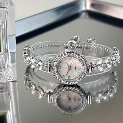 Youfap Market Quartz Crystal Women Diamond Wristwatches, Free Adjustment Bracelet, Wedding Banquet Watches white