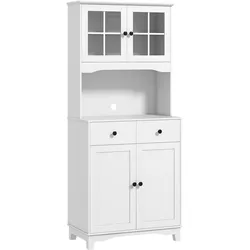 MODFU Küchenschrank Hochschrank aus Spanplatte Weiß, 74,5x40x172 cm, verstellbare Einlegeböden