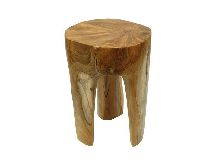 wohnfreuden Sitzhocker Teakholz Hocker geschliffen braun rund 30 cm, 1013