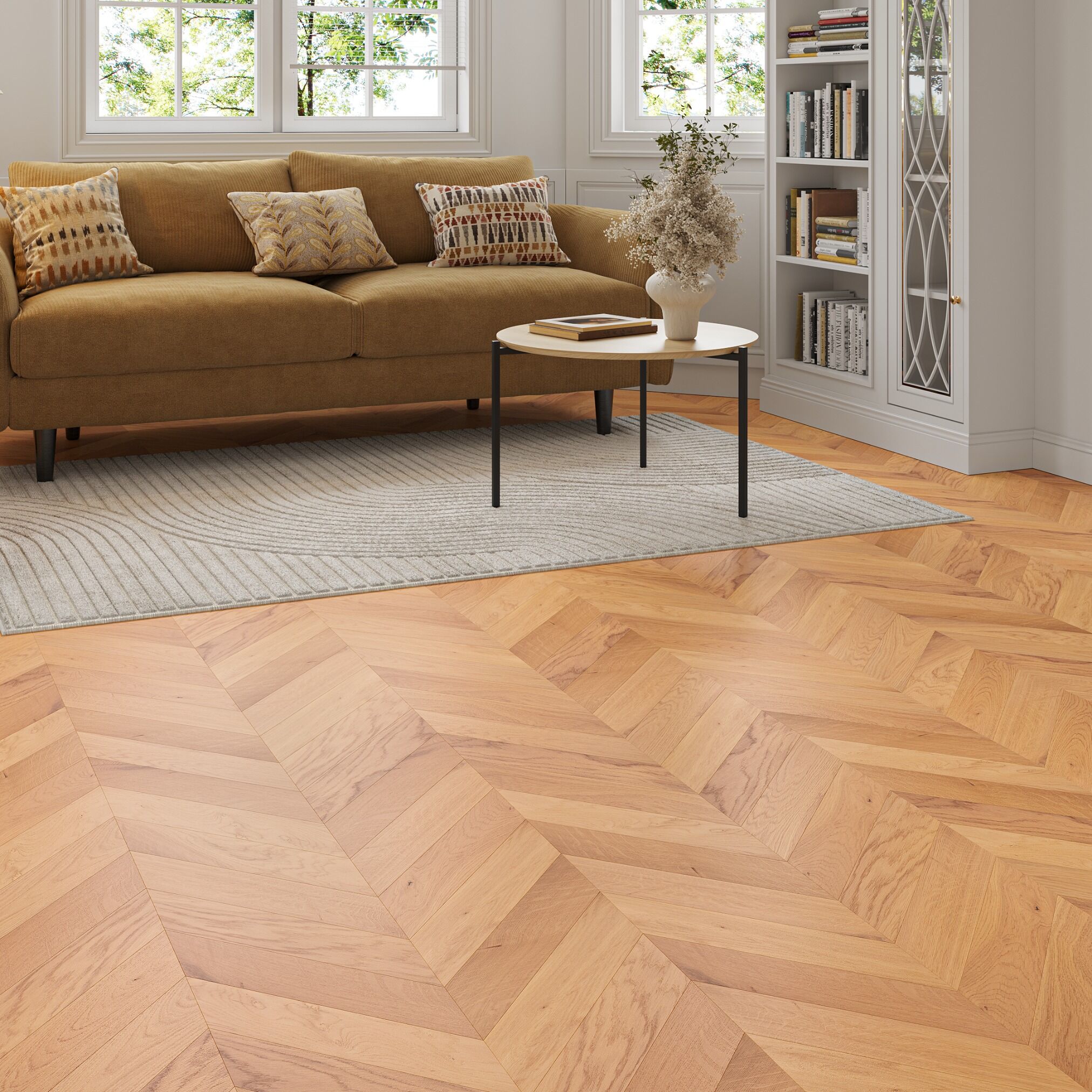 Luxury Flooring Chevron Natural Engineered Oak Brushed & Oiled Flooring - 14mm x 510mm x 90mm