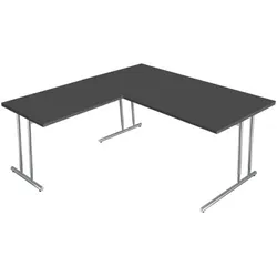 Kerkmann Winkel-Schreibtisch »Artline Transparent« 160 cm 90° Winkel höhenverstellbar grau, 160x82x80 cm