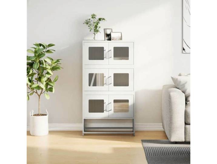 MGH - TOP Haut Armoire Vaisselier - Buffet Pour Salon/Bureau - blanc 68x39x123 cm - acier LV2114