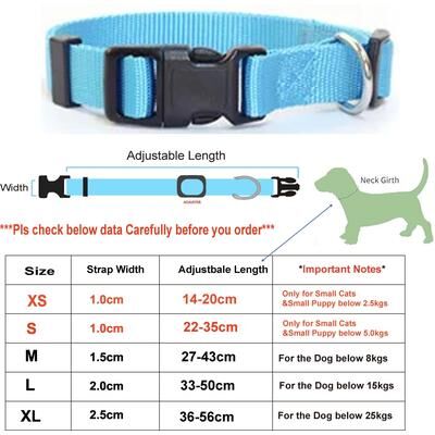 Uplift Picks Adjustable Nylon Pet Collar Durable Neck Band For Puppies Cats And Small Dogs blue s 22 35cm