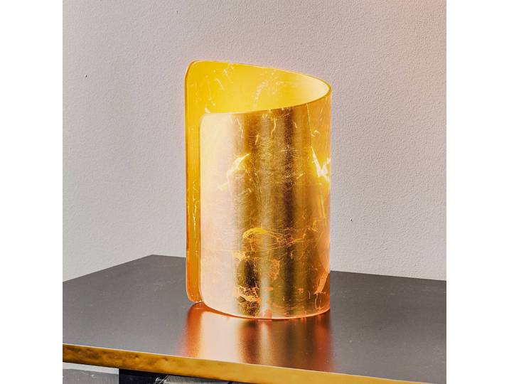 Nachtkastlamp - nachtlampje PAPIRO, messing / goud, Woon-/ Eetkamer, Glas, Modern, Tafellamp