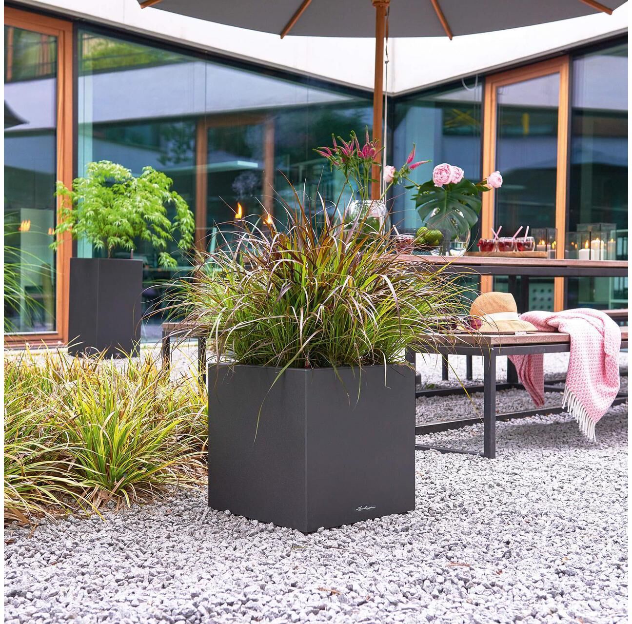 Blumentopf "Lechuza", grau, Pflanzgefässe, Blumentopf grau Einheitsgröße