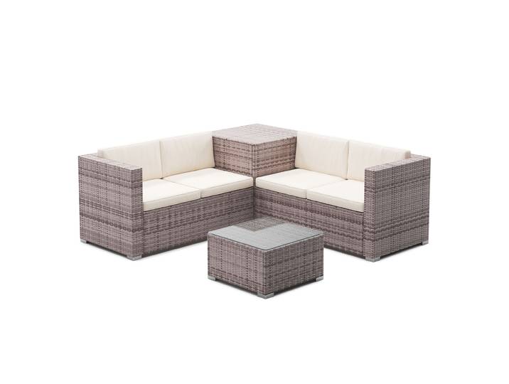 Rattanlounge SAN MARINO graubraun/beige