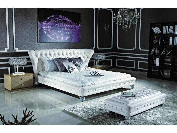 Xlmoebel Polsterbett Exklusives Leder-Doppelbett im Chesterfield-Stil (Designer Bett 1191), Hergestellt in Europa