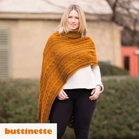 Strickanleitung – Asymmetrischer Rollkragenponcho aus Woll Butt Innsbruck
