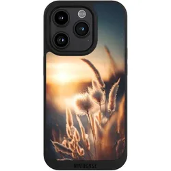 Nivocase Handyhülle für Apple iPhone 15 Pro Hülle NIVOpure Case Schwarz Natur Sonne Pampasgras (Apple iPhone 15 Pro), Smartphone Hülle, Schwarz