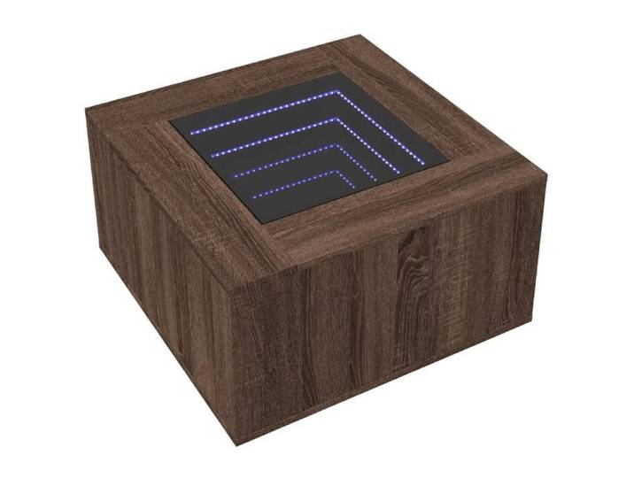 Table basse multifonctionnelle - vidaxl - 60x60x40 cm - Chêne marron - Bois d'ingénierie - LED intégrées