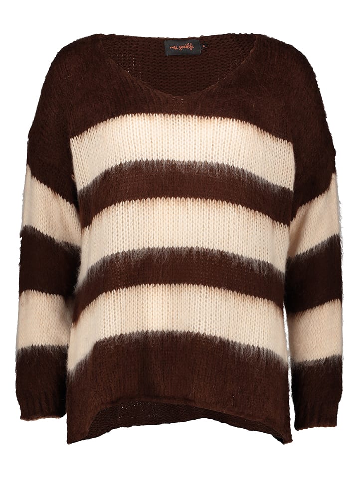 miss goodlife Pullover "Stripes" in Dunkelbraun/ Creme - S