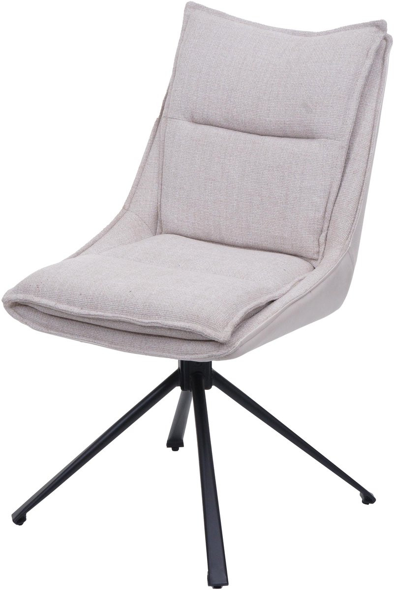 MCW Eetkamerstoel MCW-N71, draaibare keukenstoel met Auto-Return, crèmebeige textiel