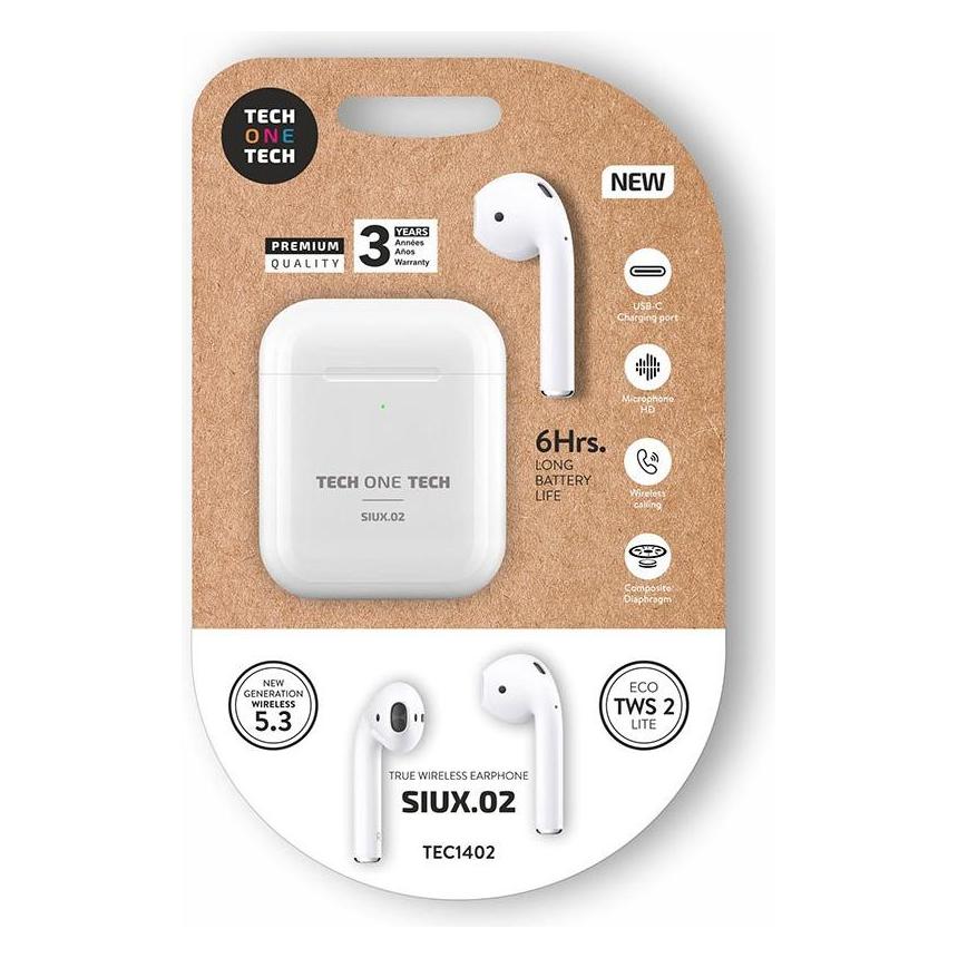 Tech One Tech Siux.02 wireless bluetooth earphones, tws 2, 6 h, white (6 h, Kabellos) (67922909)