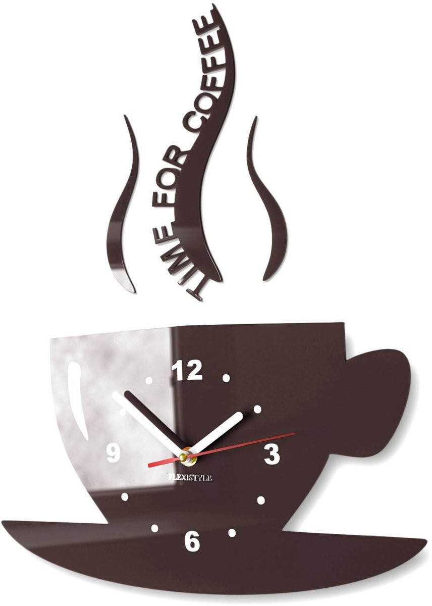 Omgoods Moderne Keuken Wandklok Time for Coffee met 3D Romeinse Cijfers