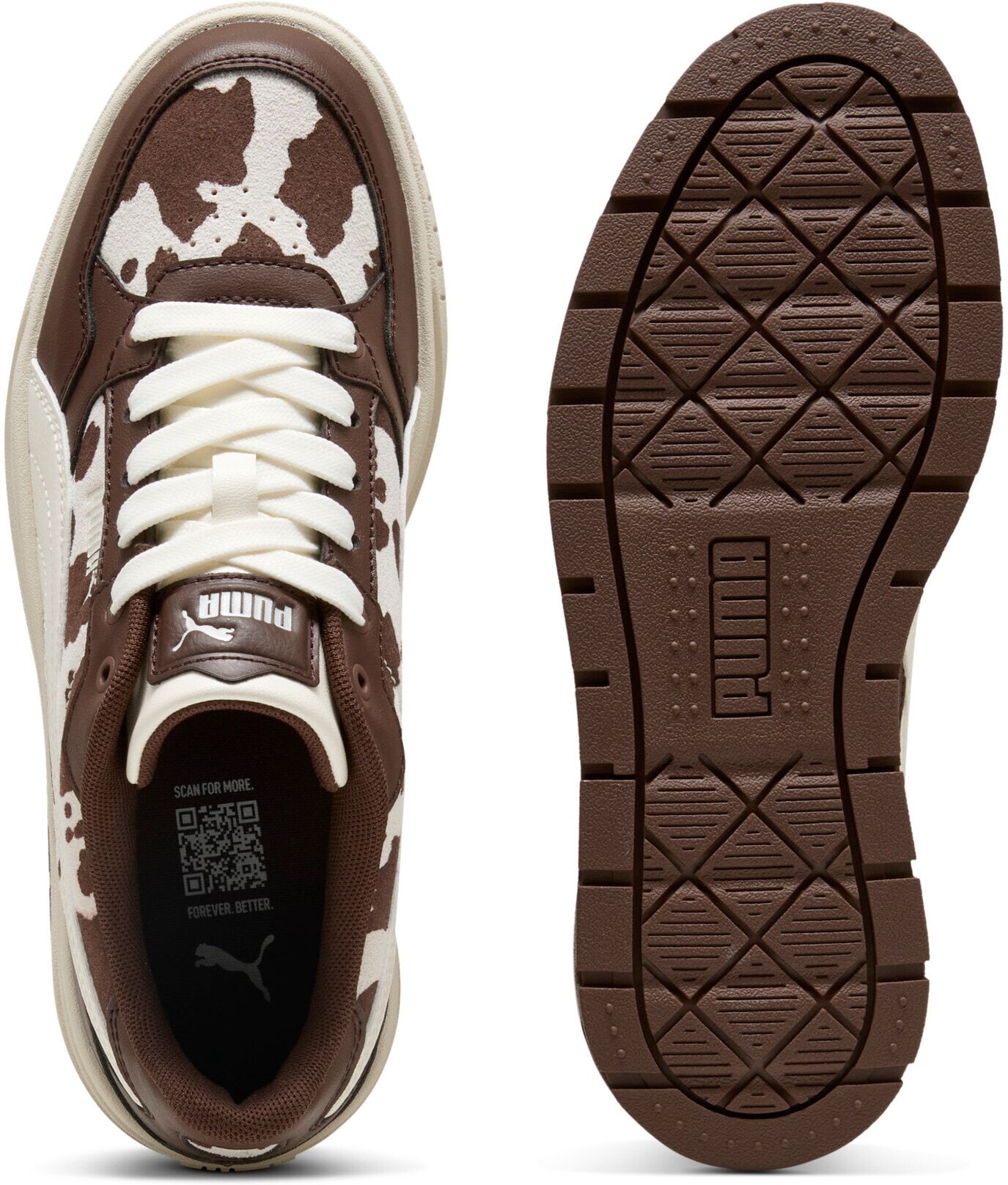 Sneaker PUMA "KARMEN II IDOL WILD", Damen, Gr. 38,5, warm weiß, chestnut braun, Synthetik, Schuhe Sneaker warm weiß, chestnut braun 38,5