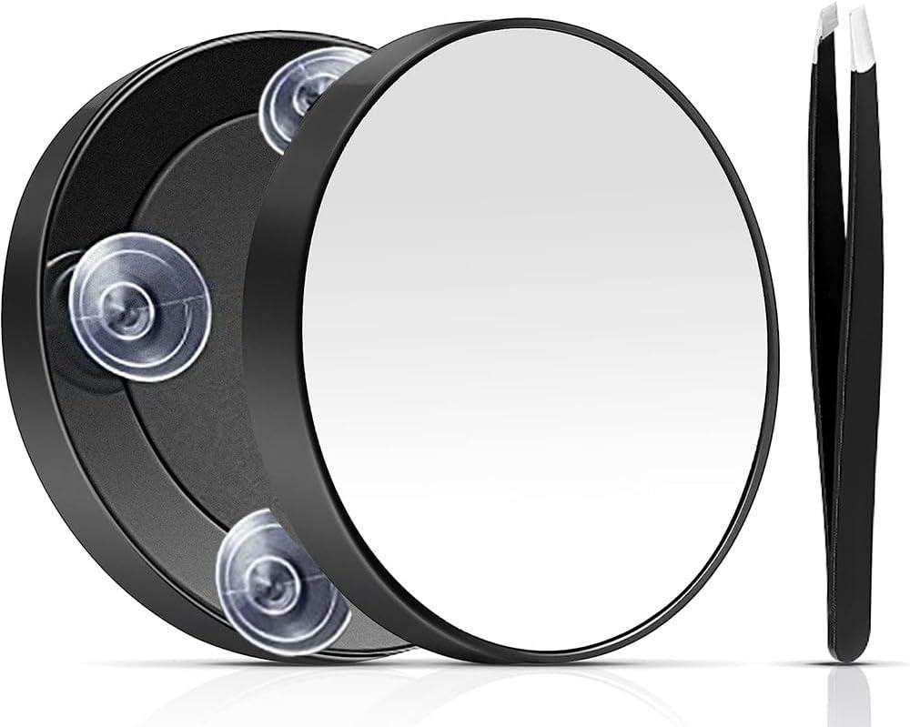 Vergrotende Makeup Spiegel met 3 Zuignappen, Zwart, voor Oogmake-up
