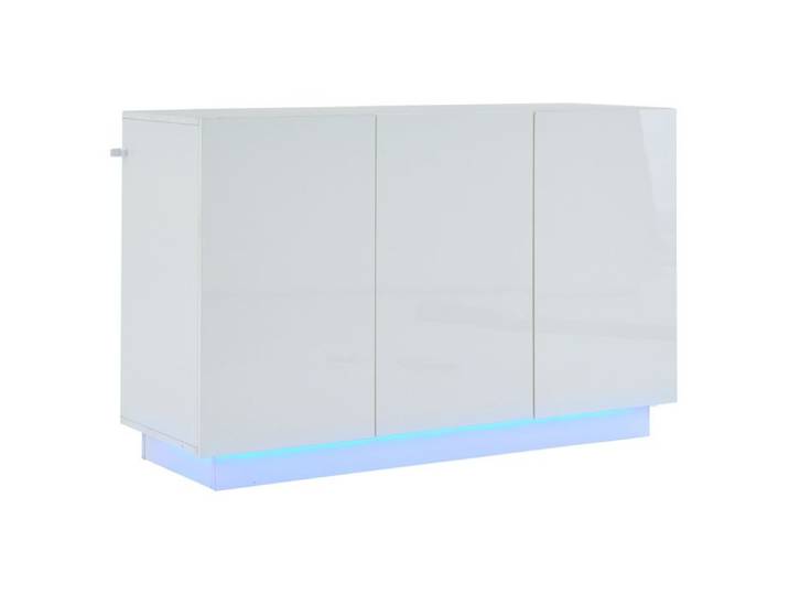 Buffet bas LED - Blanc brillant - 3 portes - 120 x 40 x 75 cm