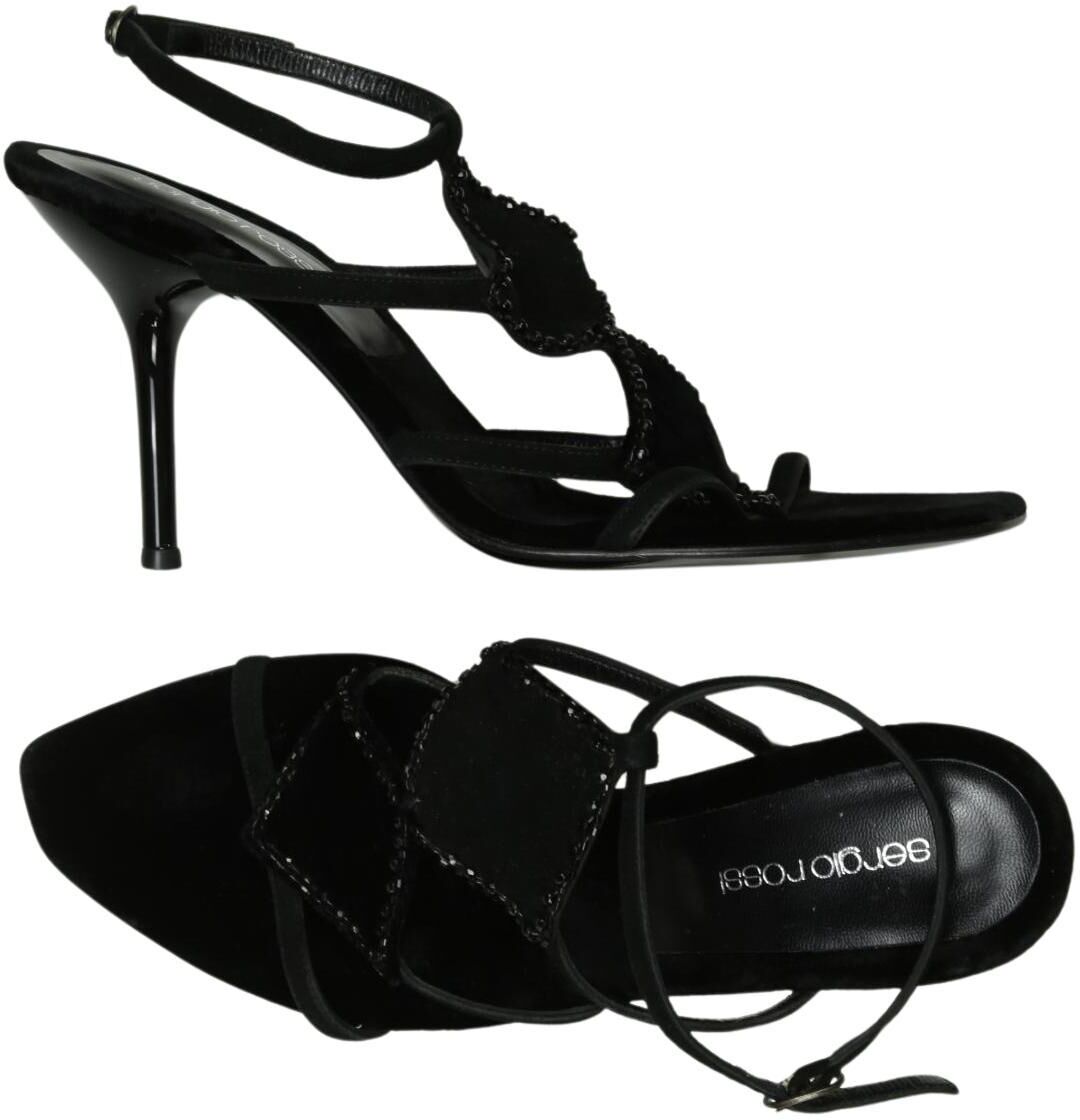 Sergio Rossi Damen Sandalen, Schwarz, Gr. EU 38.5, kein / Etikett - Second Hand