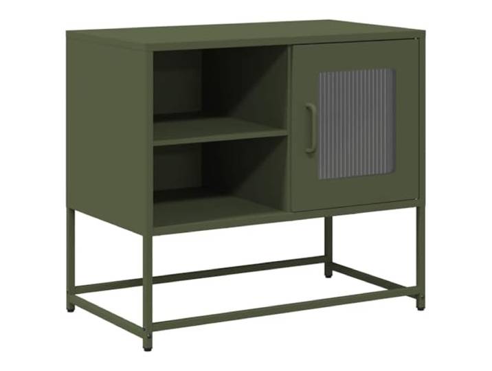 LMTYOENFG TV-Schrank Olivgrün 68x39x60,5 cm Metall TV-Board Lowboard Kompaktes TV-Möbel aus Stahl in Olivgrün mit flexibler Tür und 2 Einlegeböden für Wohnzimmer und Schlafzimmer.