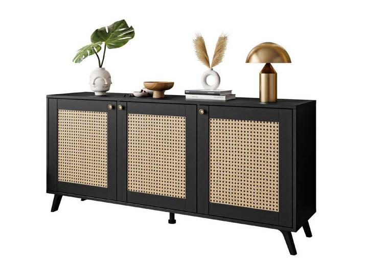 Lookway Kommode VIENNA 3D mit Wiener Geflechtimitation und drei Türen, 154x72/79x40 cm