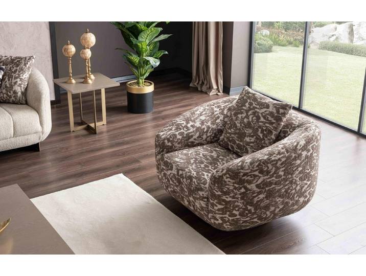 Xlmoebel Sessel XLMOEBEL Sessel mit hochwertigem Textilpolster und goldfarbenem Rahmen (1-St., Sessel), Made in Europa