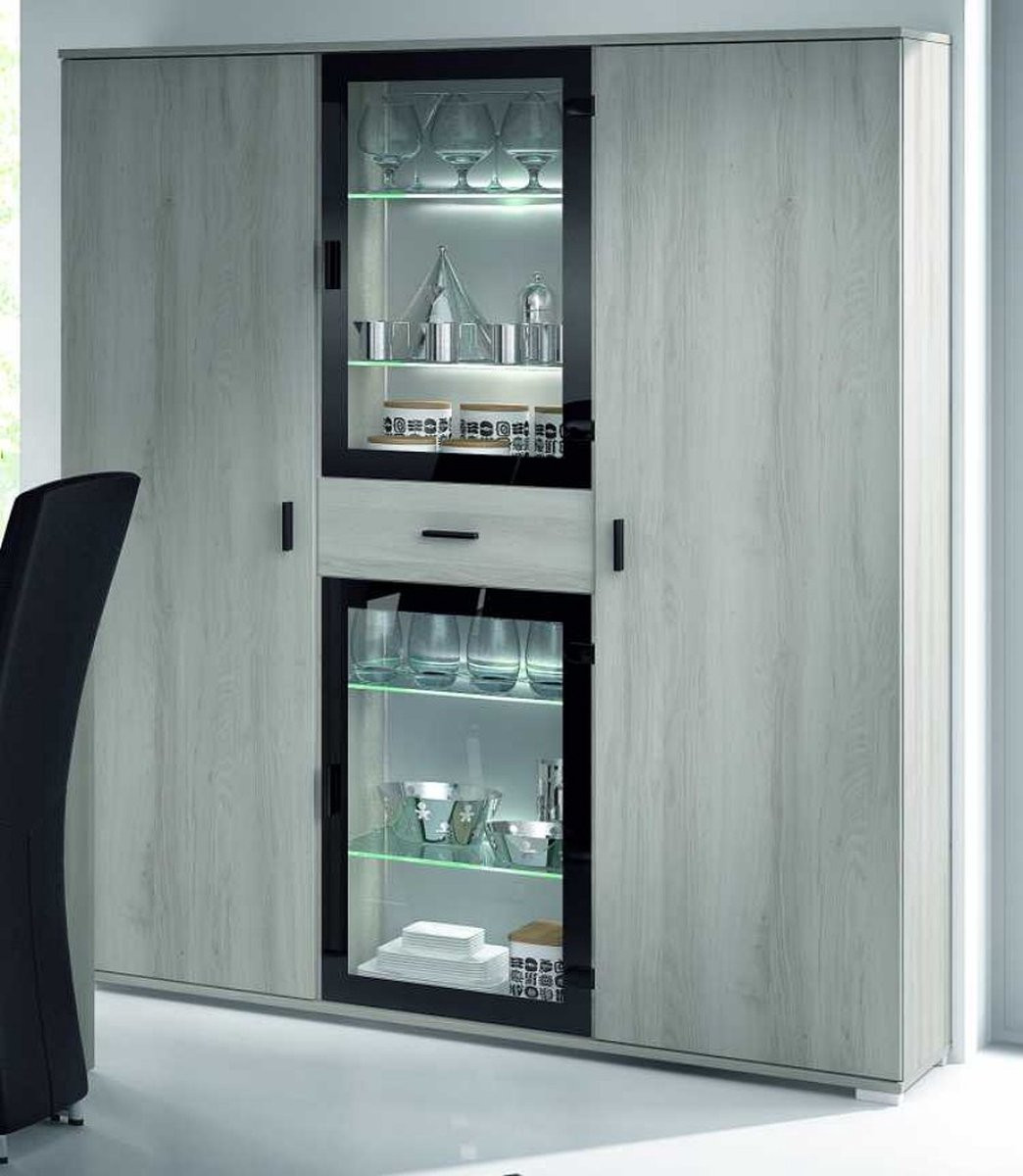 Belfurn Vitrinekast Michael met LED-verlichting en glazen deuren