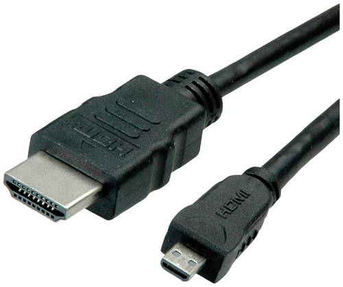 Roline green HDMI Anschlusskabel HDMI-A Stecker, HDMI-Micro-D Stecker 2m Schwarz 11.44.5581 4K UHD, Halogenfrei HDMI-Kabel