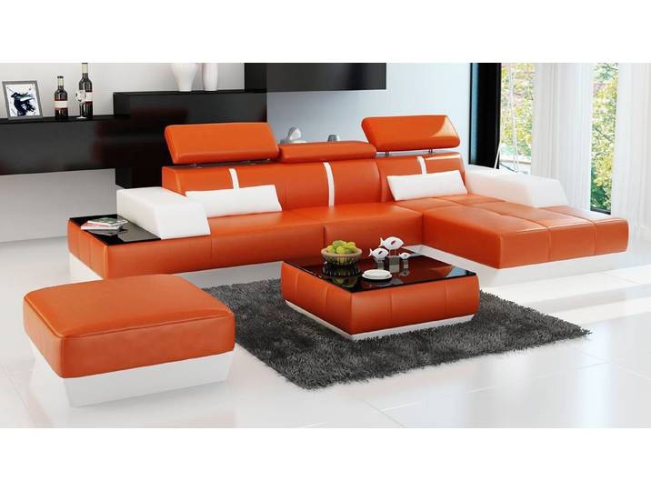 Xlmoebel Ecksofa Moderne L-förmige Sofa-Eckgarnitur mit gepolstertem Sitz und Hocker, Eckgarnitur, Hergestellt in Europa