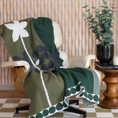 In2Green Modern Botanical Green Knit Throw