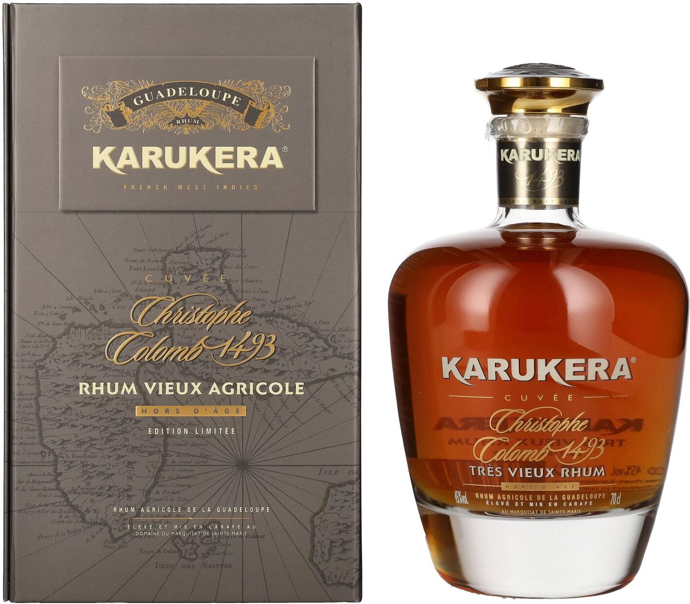 Rhum Karukera Karukera Cuvée Christophe Colomb 1493 Tres Vieux Rhum Hors d´Age 45% Vol. 0,7l in Geschenkbox