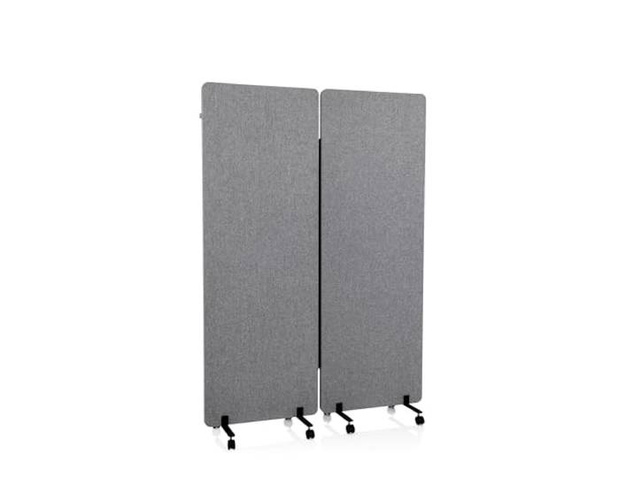 hjh OFFICE Mobile Akustik Trennwand 2er Set 177 x 60 cm FLEXMIUT Stoff Dunkelgrau Raumteiler mit Rollen & Gleiter 891006