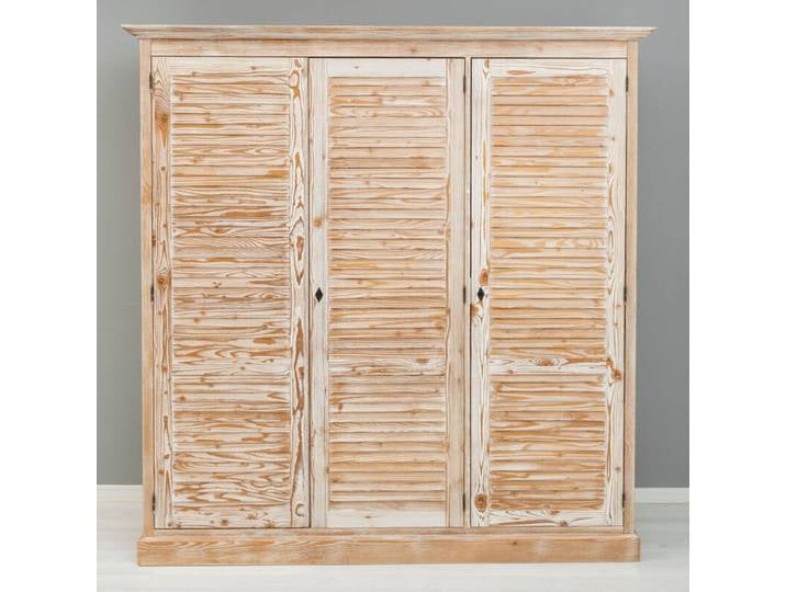 Vintage Kleiderschrank im Landhausstil weiß braun tief gebürstet