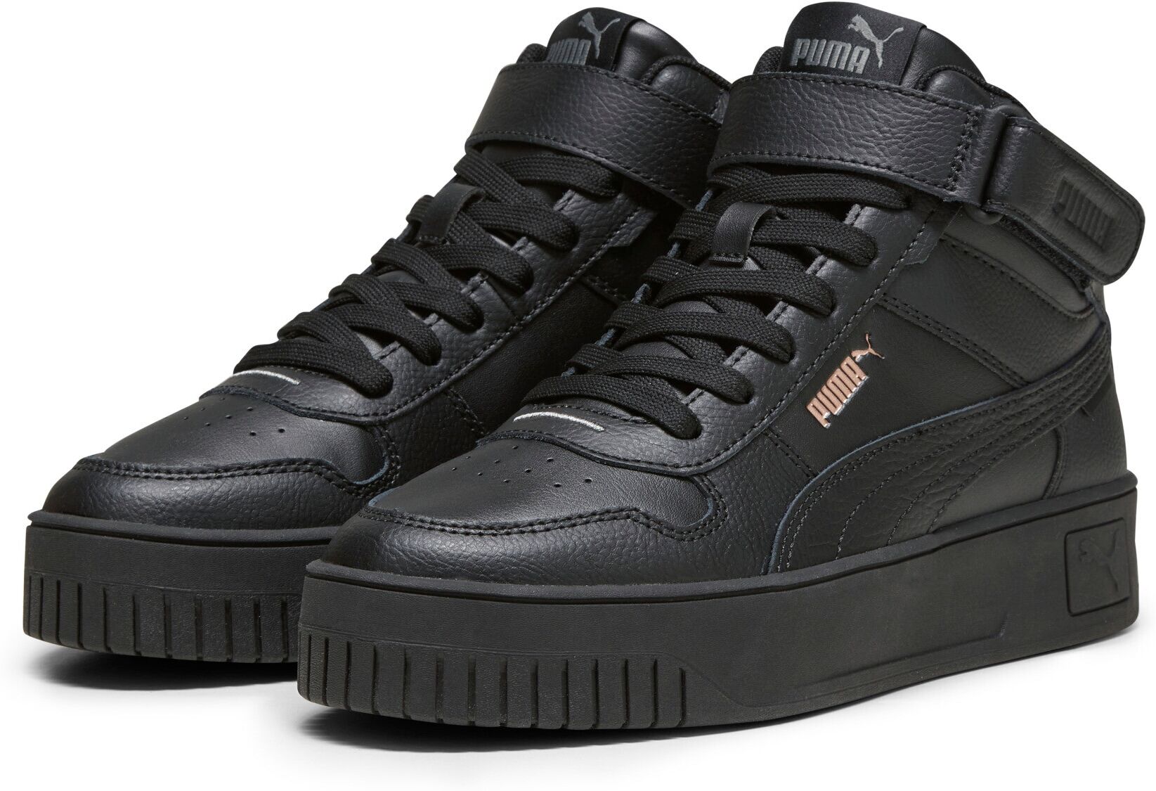 Sneaker PUMA "CARINA STREET MID", Damen, Gr. 37, rosa (puma schwarz, puma schwarz, rose gold), Leder, unifarben, Schuhe Sneaker puma schwarz, puma schwarz, rose gold 37