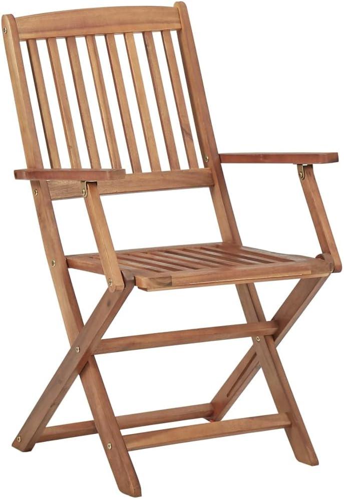 Set mit 6 klappbaren Gartenstühlen aus massivem Akazienholz, Outdoor-Essstühle für Terrasse und Hof, geölte Oberfläche, platzsparend faltbar, belastbar bis 110 kg