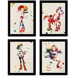 POSTER Set mit 4 Filmspielzeuggeschichte, Buzz, Woody, Jessie und das Pferd A3 Rahmenlos